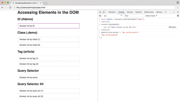 Browser rendering of ID element styling